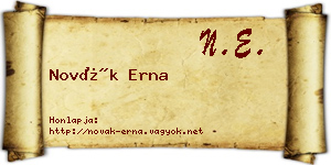 Novák Erna névjegykártya